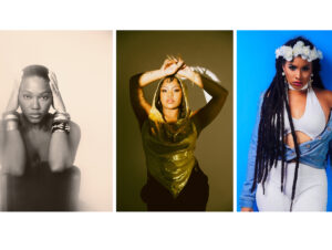 Artistas presentes no Latinidades 2025, Luedji Lina à esquerda, Duquesa no centro e Nessa Preppy à direita