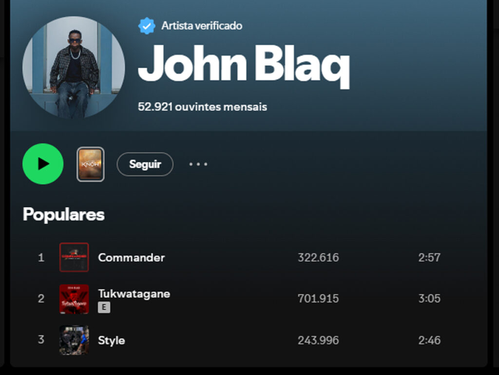 John Blaq no Spotify - onerpm