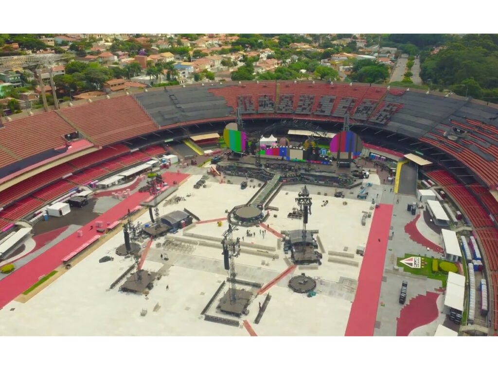 Montagem de palco do Coldplay no MorumBIS - Crédito Reprodução