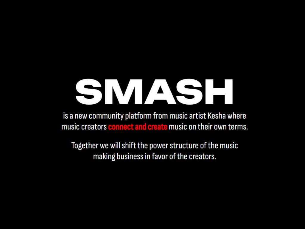 Página inicial do Smash, iniciativa de Kesha