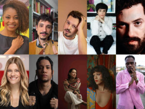 Curadores Natura Musical: Da esquerda para a direita: Adriana Couto, Ariel Fagundes, Barro, Fernanda Takai, Gustavo Ruiz, Mônica Brandão, Rafa Dias, Patricia Bastos, Raidol e Rincon Sapiência (Crédito: Divulgação)