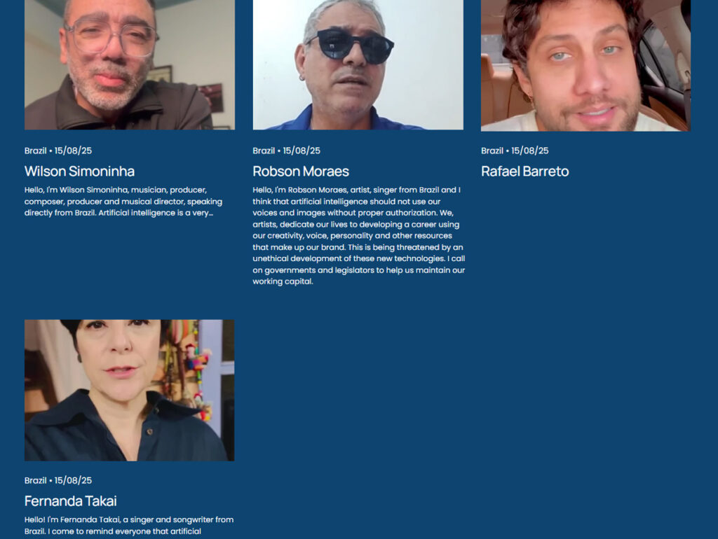 Artistas brasileiros que aparecem como signatários da iniciativa