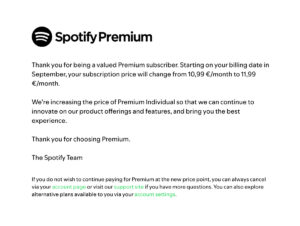 Comunicado do Spotify confirma aumento de preços na Europa
