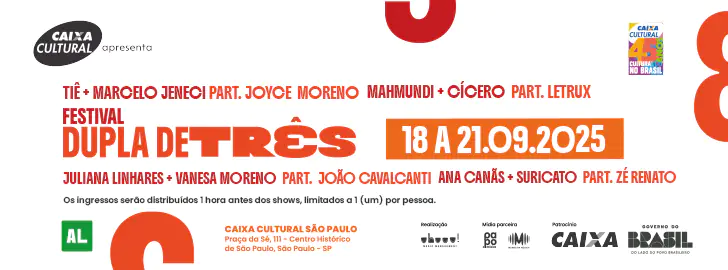 Festival Dupla de Três promove encontros gratuitos na CAIXA Cultural em SP