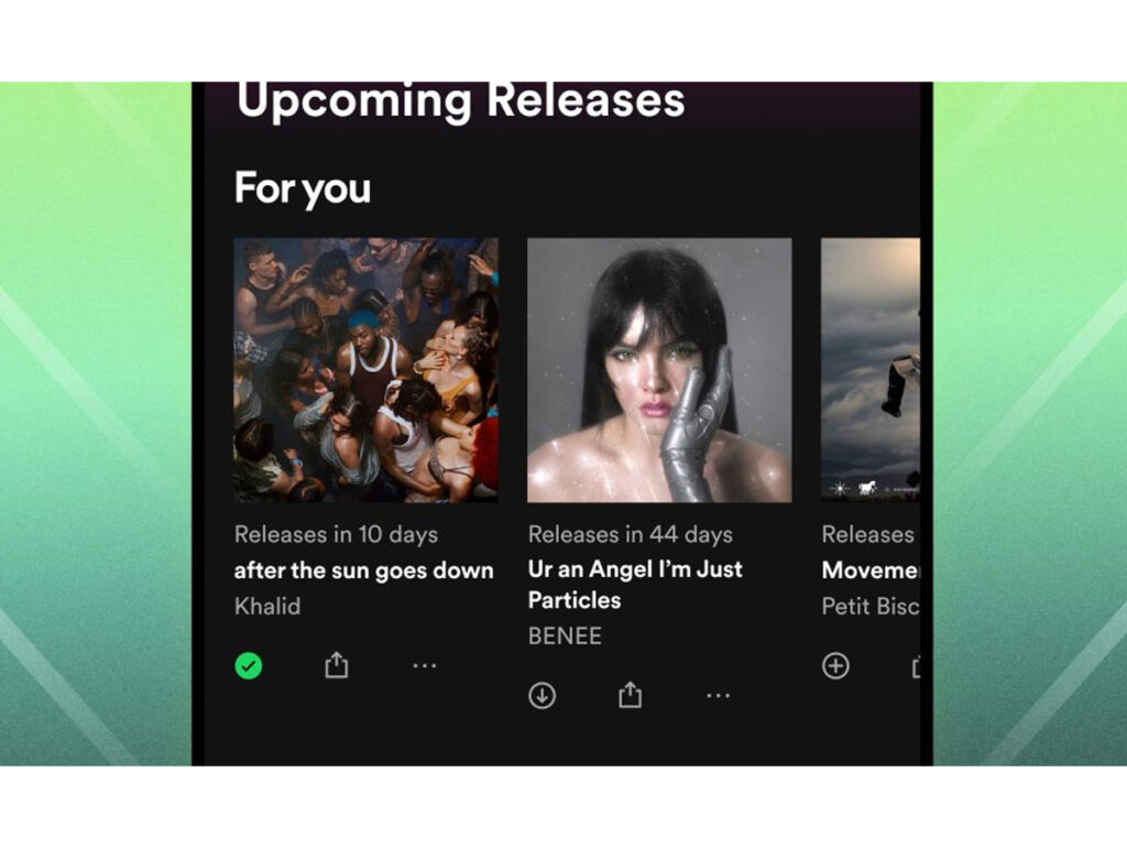 Hub de próximos lançamentos do Spotify