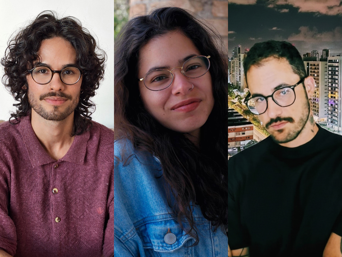 Leo Duarte, supervisor de conta na Jangada Comunicação; Laura Sampaio, CEO da 7discos; e Guilherme Silviano, também supervisor de contas na Jangada Comunicação (Crédito: Divulgação) lançamentos