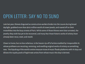 Carta aberta pede boicote à Suno