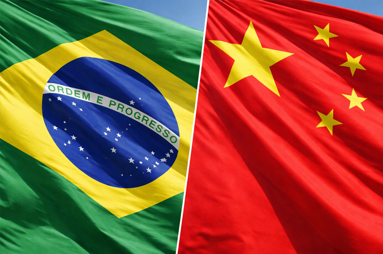 Bandeiras de Brasil e China
