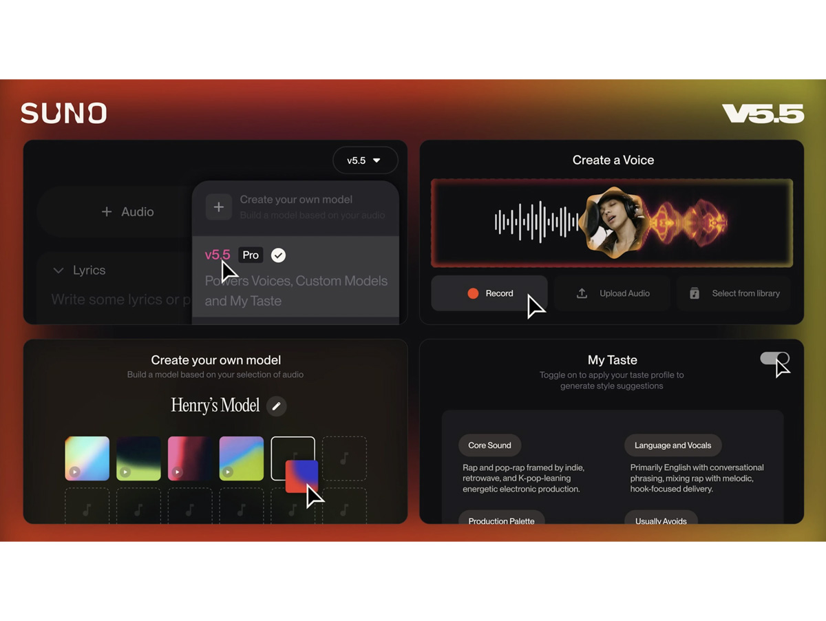 Suno lança v5.5 com uso de voz própria e modelos personalizados para criação musical com IA
