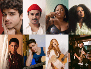 Rio2C Pitching Show Da esquerda para a direita: Caike Souza, Filipe Toca, Iuna Falcão, Thami, Siba Puri, Marco Baptista, Sofia Gayoso e João Pastor.