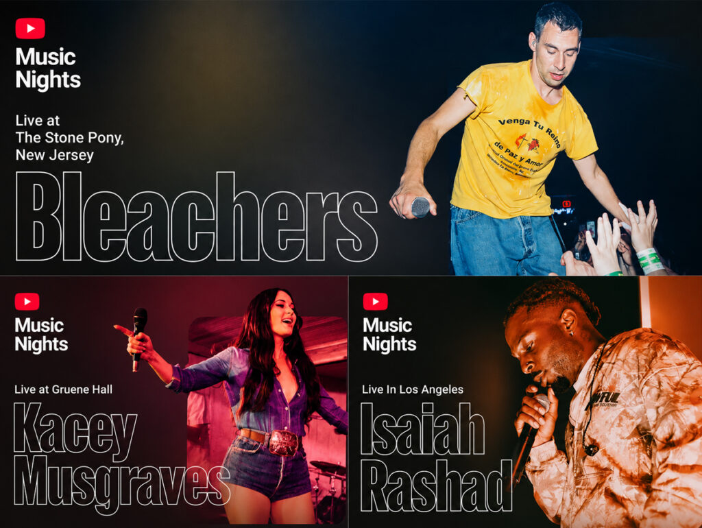 Bleachers, Kacey Musgraves e Isaiah Rashad serão os primeiros shows do YouTube Music Nights