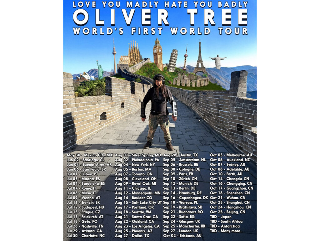 Cartaz divulgava datas da turnê de Oliver Tree, mortos