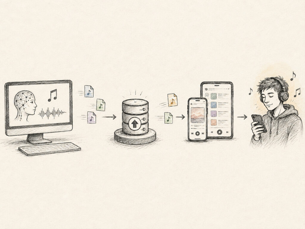 Distribuição de música de IA, inteligência artificial