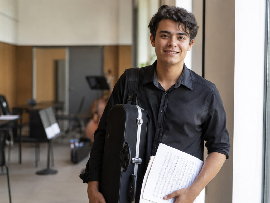 Estudante de música, bolsa